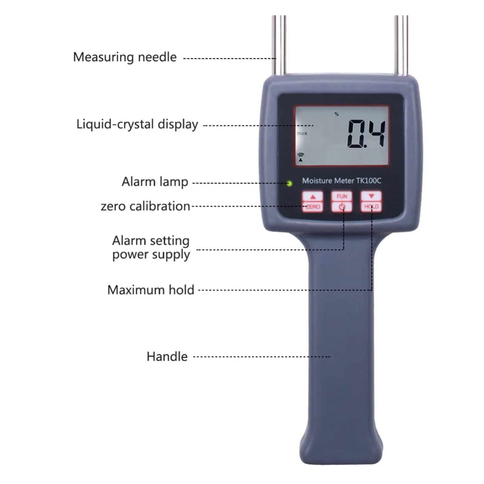 Professional 7-40% TK100C Digital Cotton Seed-cotton Moisture Meter Digital Tester Hygrometer Humidity Tool