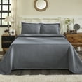 thumbnail image 6 of Jacquard Matelass 100% Cotton Basketweave 3-Piece Bedspread Set, Embossed Cotton Fabric, Soft, Breathable, Medium Weight, Basketweave, Oversized Bedding, King, Grey by Blue Nile Mills, 6 of 7