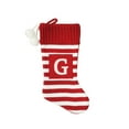 thumbnail image 1 of Holiday Time 19 inches Knit Monogram Stocking with letter "G", Red/White Striped, 1 of 3