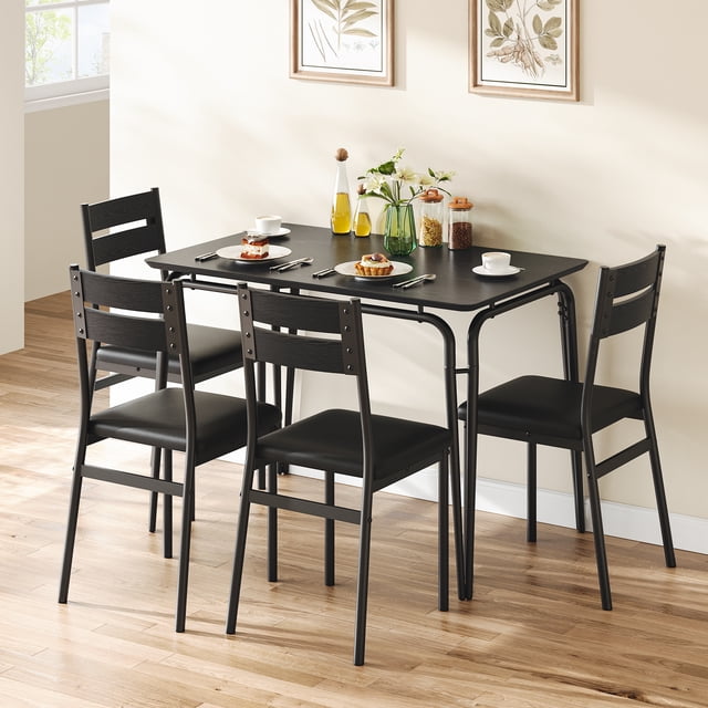 Dining Table for 4, Small Table and Chairs Set of 4, Square Dinette Set for 4, Dinner Table Set, 5 Piece Kitchen & Dining Room Sets for Small Space