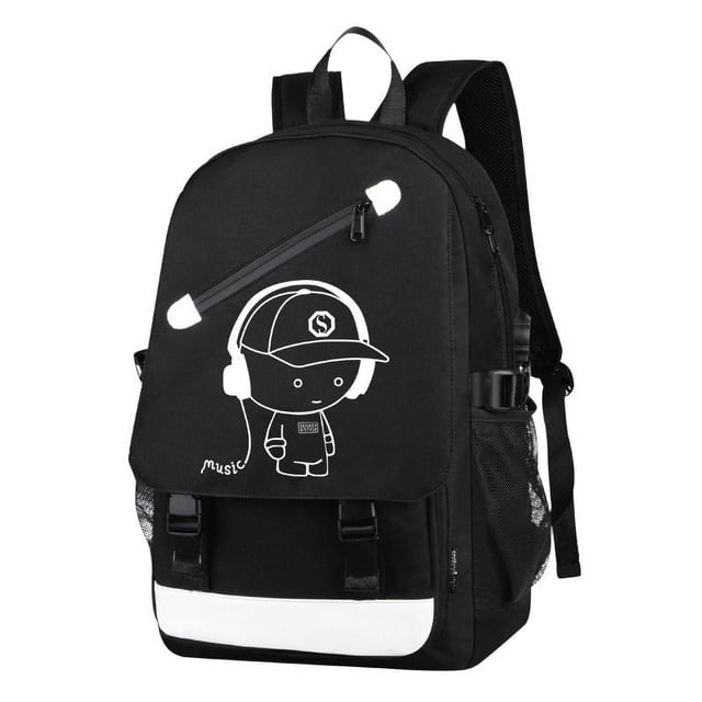Mochila para niños, mochila para portátil de 15,6 pulgadas con puerto de carga USB, mochila para la escuela con cerradura antirrobo, mochila negra para adolescentes