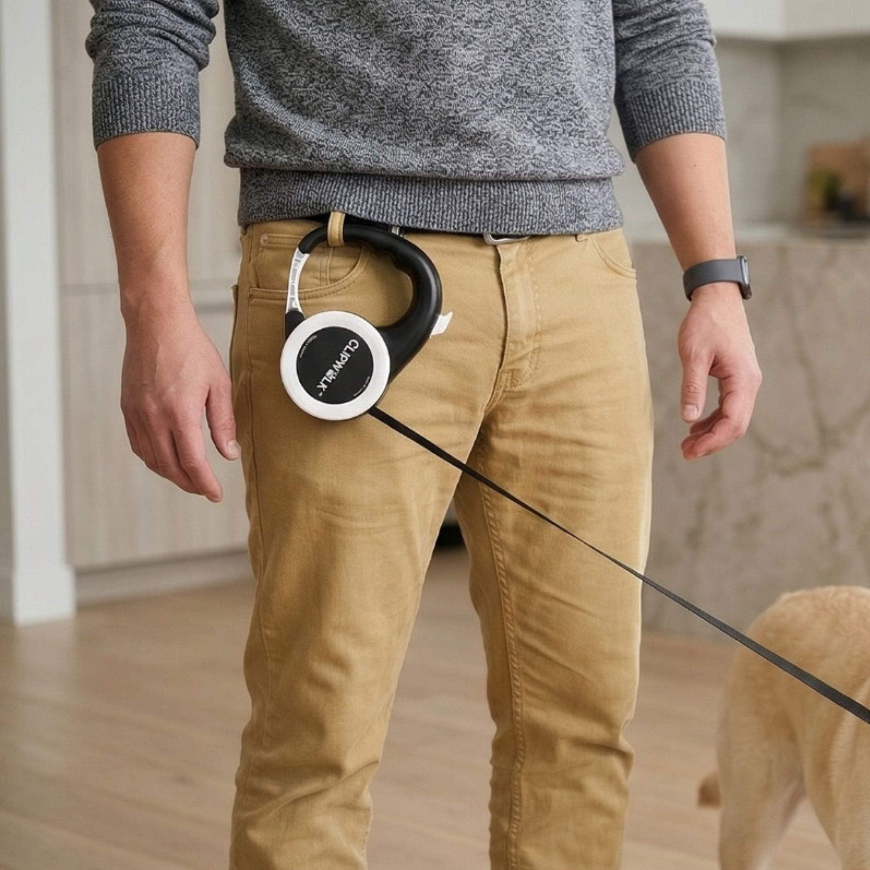 ClipWalk™ – Carabiner-Handle Retractable Hands-Free Dog Leash