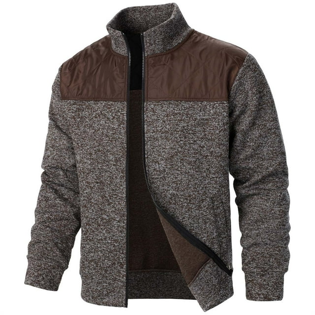 Cardigan en Tricot pour Hommes avec Fermeture Éclair, Mode Automne Manches Longues Design Uni pour Usage Quotidien et Extérieur
