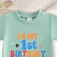 thumbnail image 4 of Faraee Baby Girl First Birthday Outfit In My One Year Old Era Top Short Sleeve 1st Birthday Shirt and Casual Shorts Clothing Set 6 12 18 Months Light Green, 4 of 7