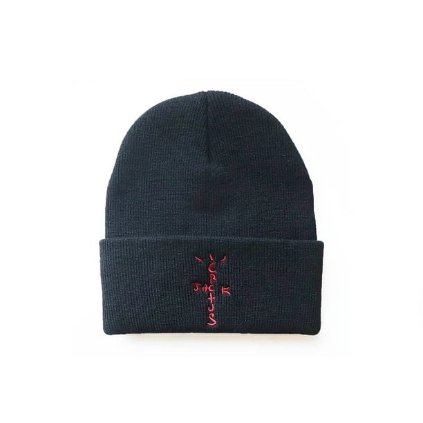 Gorro de algodón Sonducket con letras decorativas color rojo negro para otoño e invierno