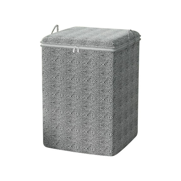 Hvmvliv 1Pc Clothes Organizer Foldabl Clothes Storage Bag with Lid Large Capacity Blanket Organization and Storage Bins with Sturdy Zipper Suitable for Bedding Gray