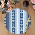 thumbnail image 3 of Navy Blue Striped Coastal Round 15 Inch Placemats Set of 2, Nautical Beach Starfish Shell HeatResistant Non Slip Place Mats for Dining Table, Wipeable Braided Kitchen Table Mats for Housewarming, 3 of 9