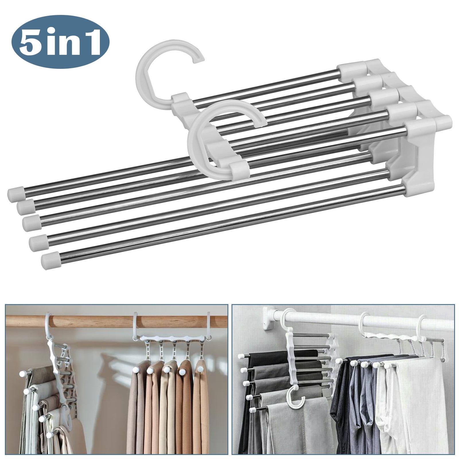 2 Multi Purpose Hanger Pants Rack Hanger 5 Layer SType Scarf Tie Organizer Metal 
