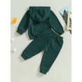 thumbnail image 4 of Bagilaanoe 2PCS Toddler Baby Girl Boy Long Pants Set Solid Color Long Sleeve Hoodies Sweatshirt Tops + Drawstring Sweatpants 6M 12M 18M 24M 3T 4T 5T Kids Casual Sweatsuits, 4 of 8