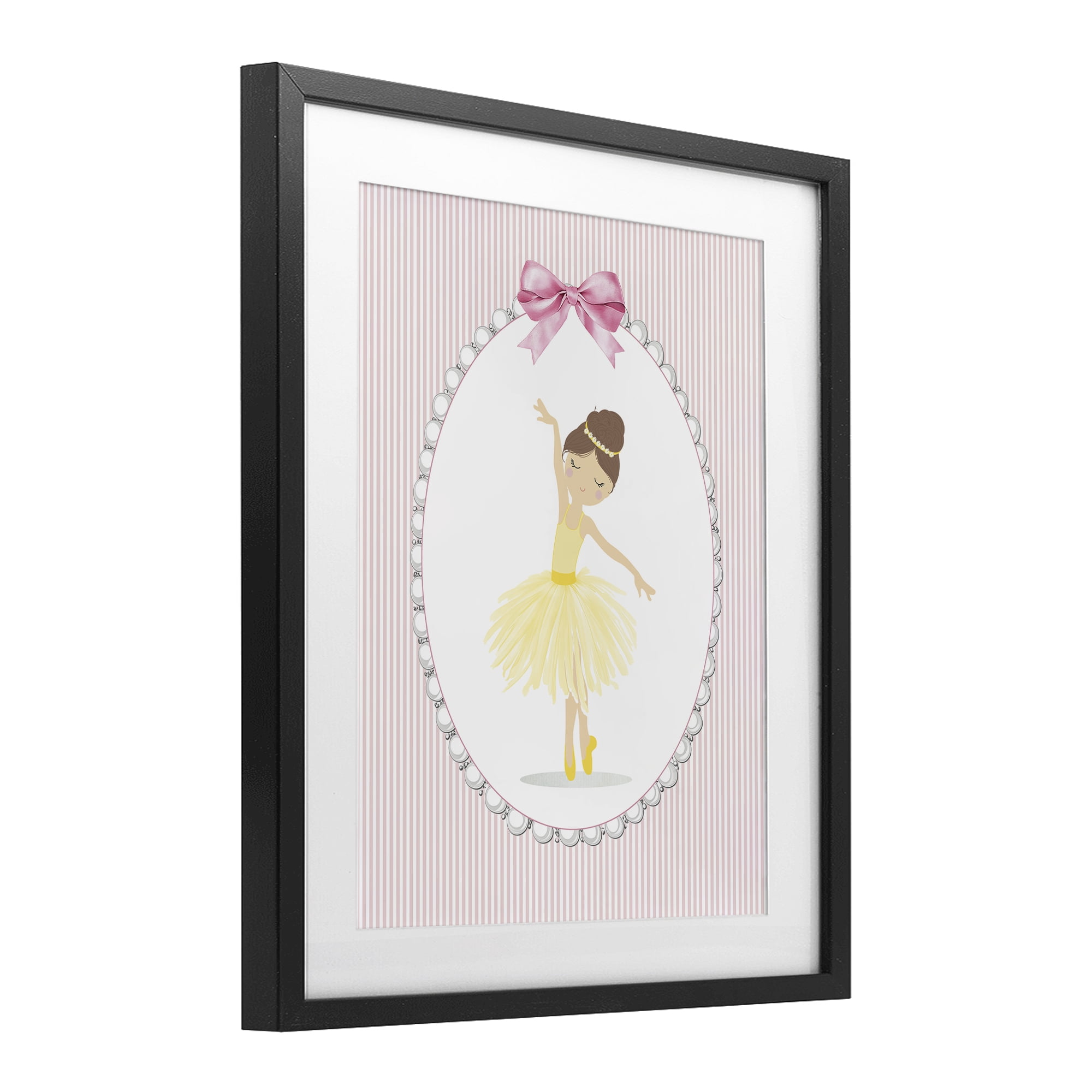 Stupell Industries Dainty Dance on Stripes Black Framed Print Under Glass, design by Christine Simpson Art
