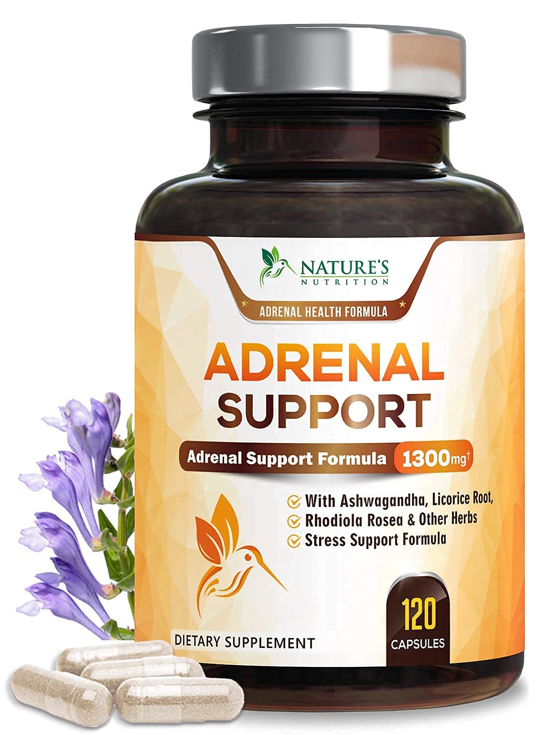 Nature's Nutrition Adrenal Support & Cortisol Manager Health Complex,  1300mg, 120 Ct - Walmart.com