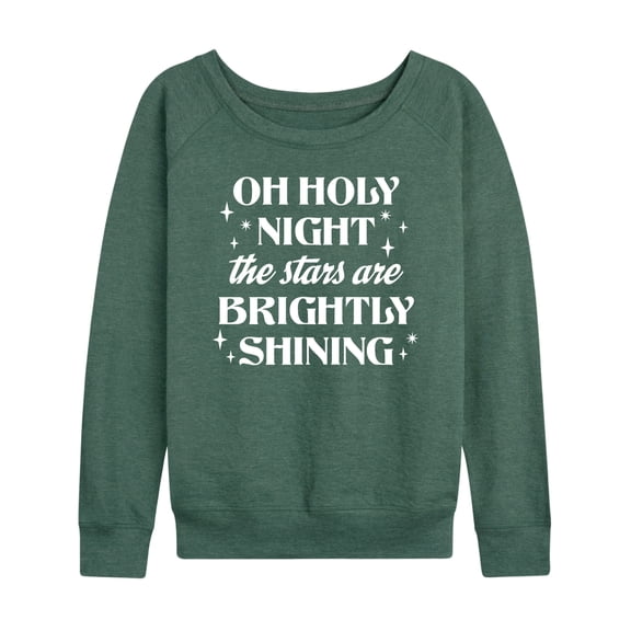 Instant Message - Oh Holy Night Christmas Lightweight French Terry Wide Neck Long Sleeve Graphic Shirt