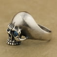 thumbnail image 3 of Blue CZ Eyes 925 Sterling Silver Skull Ring Biker Rock Punk Jewelry TA61 US Size 7.5, 3 of 13