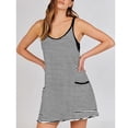 thumbnail image 2 of Women's Summer Striped Athletic Tennis Mini Dress Sleeveless Built-in Shorts Workout Vacation Sundress, 2 of 7