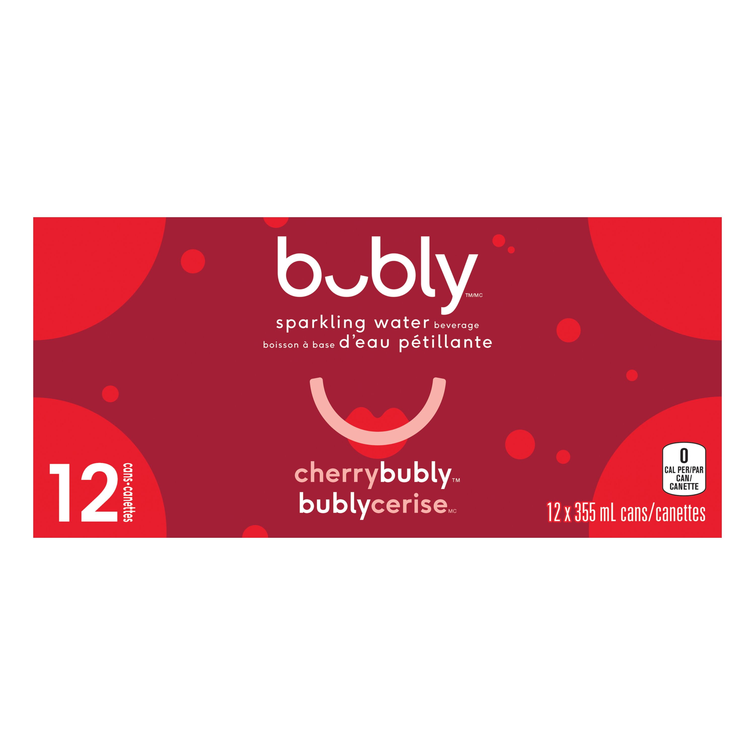 Bubly Eau Pétillante à la Cerise Canettes de 355 ml, Lot de 12