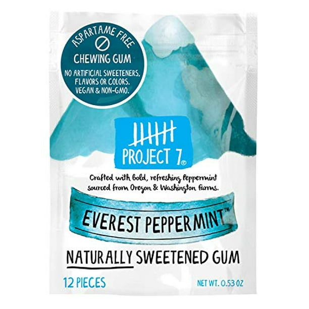 Project 7 Clean Gum Everest Peppermint | Long Lasting, Vegan, Non-GMO, Aspartame Free, Sugar-Free & Low Carb | 12 packs (144 pieces)