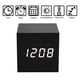 thumbnail image 5 of Reloj despertador digital de madera, reloj pequeño en forma de cubo con pantalla LED de temperatura, tiempo, calendario, control de sonido, modo, 5 of 5