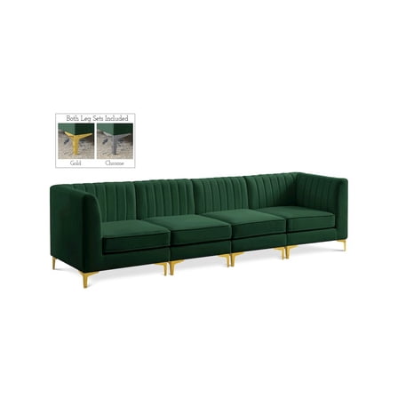 Meridian Furniture Alina Green Velvet Modular Sectional