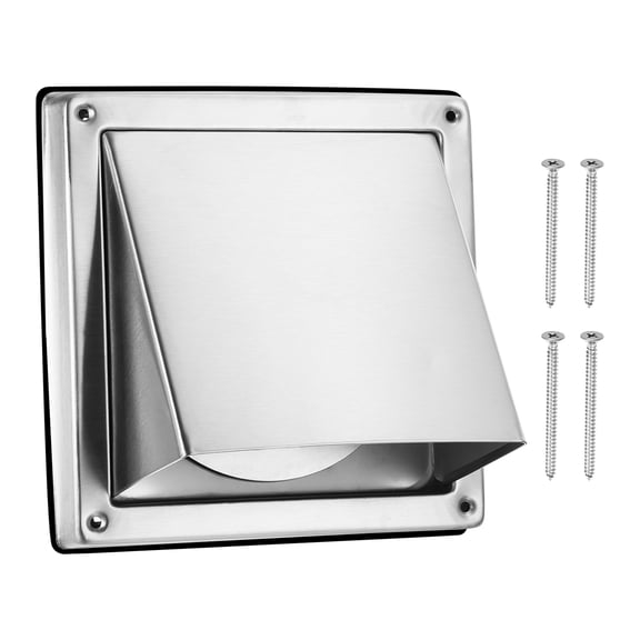 Uxcell Dryer Vent Cover, 4 inch 304 Stainless Steel External Extractor Wall Vent Exhaust Hood, with Non Return Flap