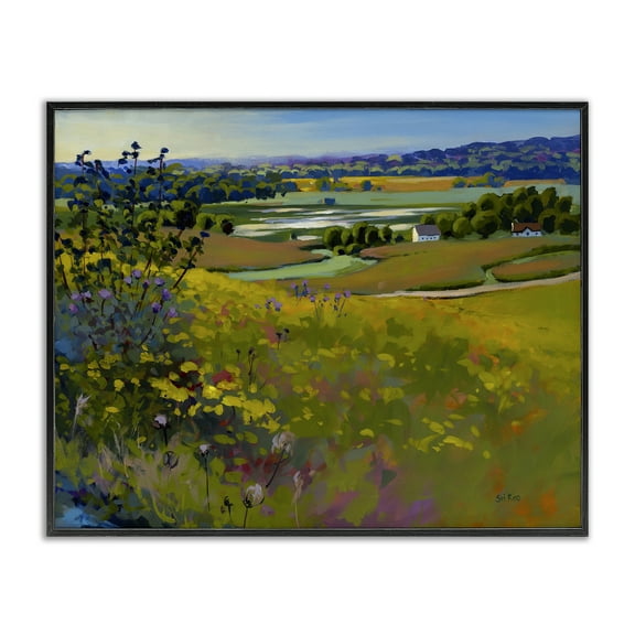 Stupell Industries Country Cottages View Landscape & Nature Painting Black Framed Art Print Wall Art, 14 x 11