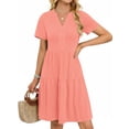 thumbnail image 3 of UVN Women Summer Dresses Short Sleeve V Neck Midi Dress Ladies Casual Beach A-Line Sundress with Pockets, 3 of 9