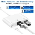 thumbnail image 2 of Lightning to RJ45 Ethernet Adapter for iPhone/iPad,Apple MFi Certified 3 in 1 RJ45 Ethernet LAN Network Adapter with USB 3.0 Camera Adapter and Lightning Charge Port,Supports 100Mbps Ethernet Network, 2 of 7