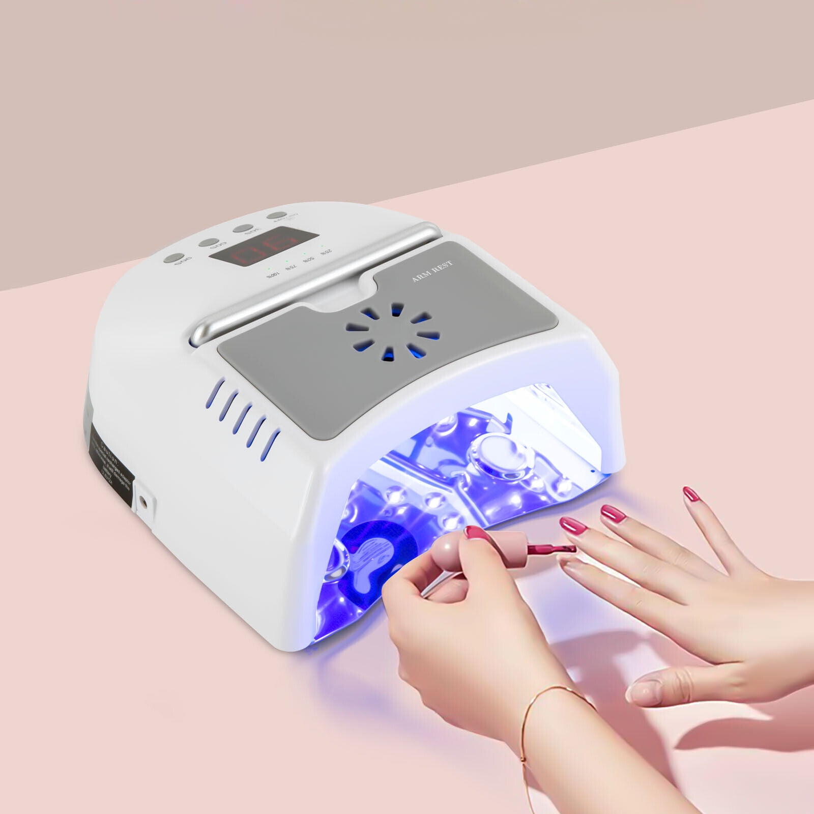 Miumaeov 72W UV LED Nail Lamp Rechargeable Cordless Nail Light Auto Sensor Gel Polish Nail Dryer Professional Portable Quick Dry Curing Lamp with Fan for Salon Home