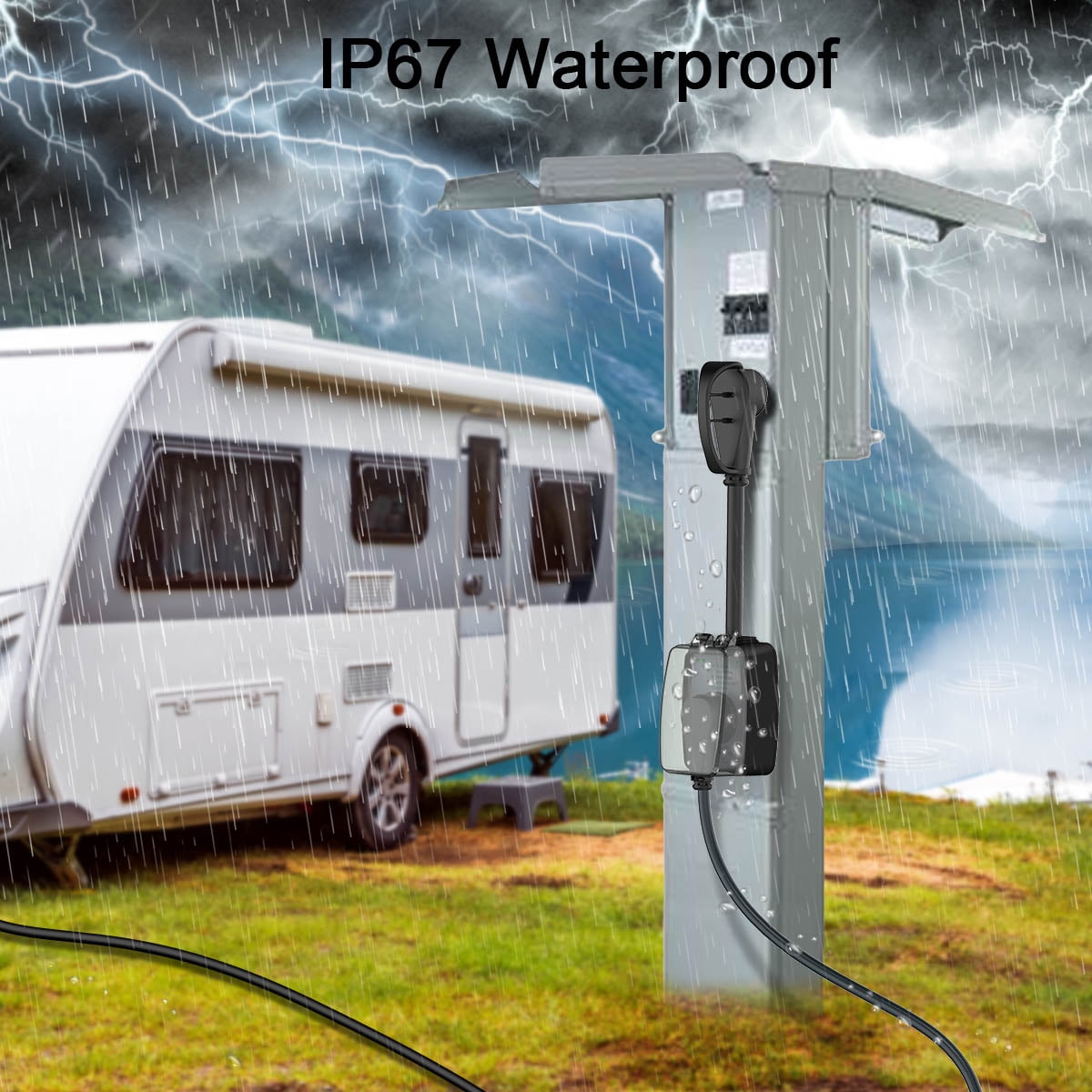 ONDOG 30Amp Surge Protector  for rv with Waterproof Cover and Circuit Analyzer 125V.