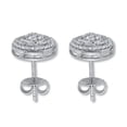 thumbnail image 2 of .30 TCW Diamond Sterling Silver Pave Stud Earrings (4/10 inch), 2 of 3