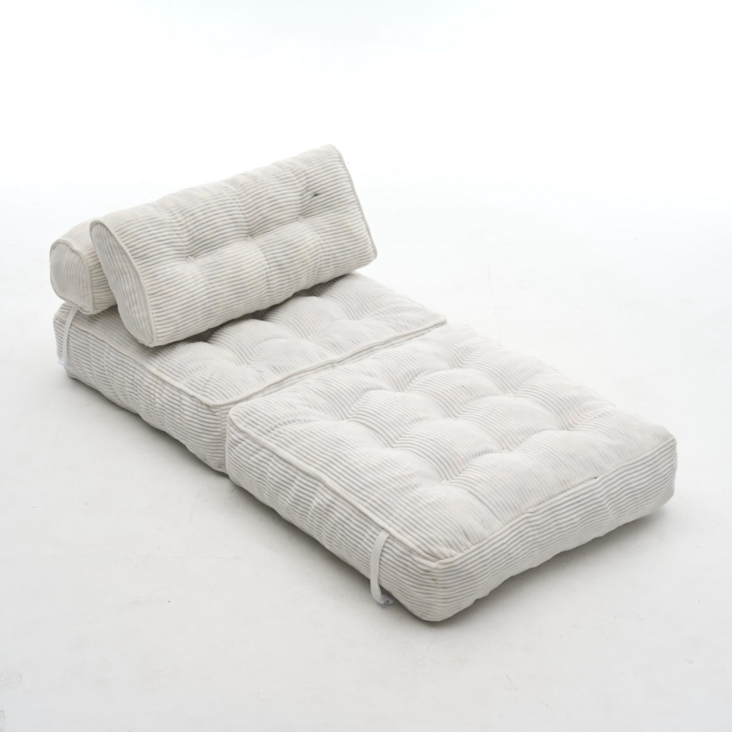 Folding Sofa Bed, Convertible Sleeper Chair Bed with Headrest & Lumbar Pillow, Foldable Floor Sofa Mattress for Living Room, Bedroom, Small Space, White