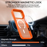 BENTOBEN Case for iPhone 17 Pro Compatible with Mag-Safe 6.3 Metal Frame Slim Tpu Matte Shockproof Protective Cover Orange