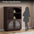 thumbnail image 7 of 46" Bookshelf and Bookcase, Brown Small Bookcase with Glass Door, 3 Tier Mid-Century Book Shelves w/ Deep Storage Cabinet and Adjustable Shelves, Wood Standing Small Book Shelf for Office Kitchen, 7 of 7