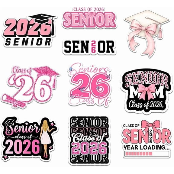 Combo 10 Pcs Senior 2026 Stickers – Motivational Graduation Stickers for Class of 2026 Students, Boys or Girls – Vinyl Decals for Laptops, Water Bottles, Binders, Phones, Notebooks & DIY Graduation