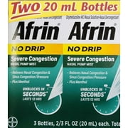 Afrin No Drip Severe Congestion Pump Mist Nasal Spray 20 ml - 2 Pack