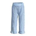 thumbnail image 4 of XIYON Womens Pajama Sets Fashionable Leisure Plaid Pajama For With Ruffled Hem Long Pants And Relaxed Collar Shirt Comfortable, 4 of 5