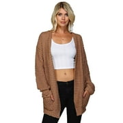 Knit Crochet Open Cardigan, Mocha