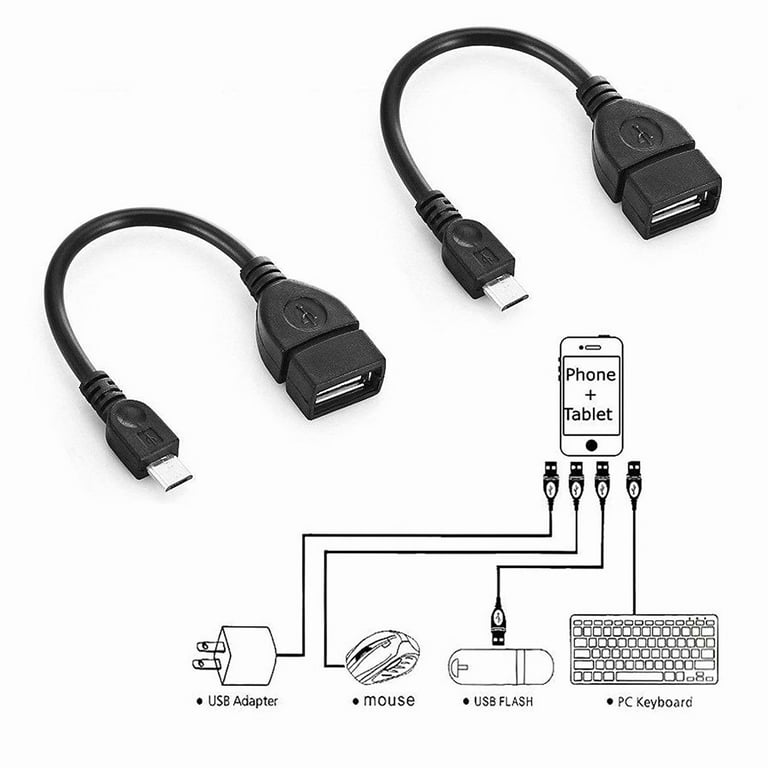 Universal OTG Dongle Micro USB Host Cable Male to USB Female Adapter  Converter for Android Tablet PC and Phone to USB Flash Drive Connections  (OTG