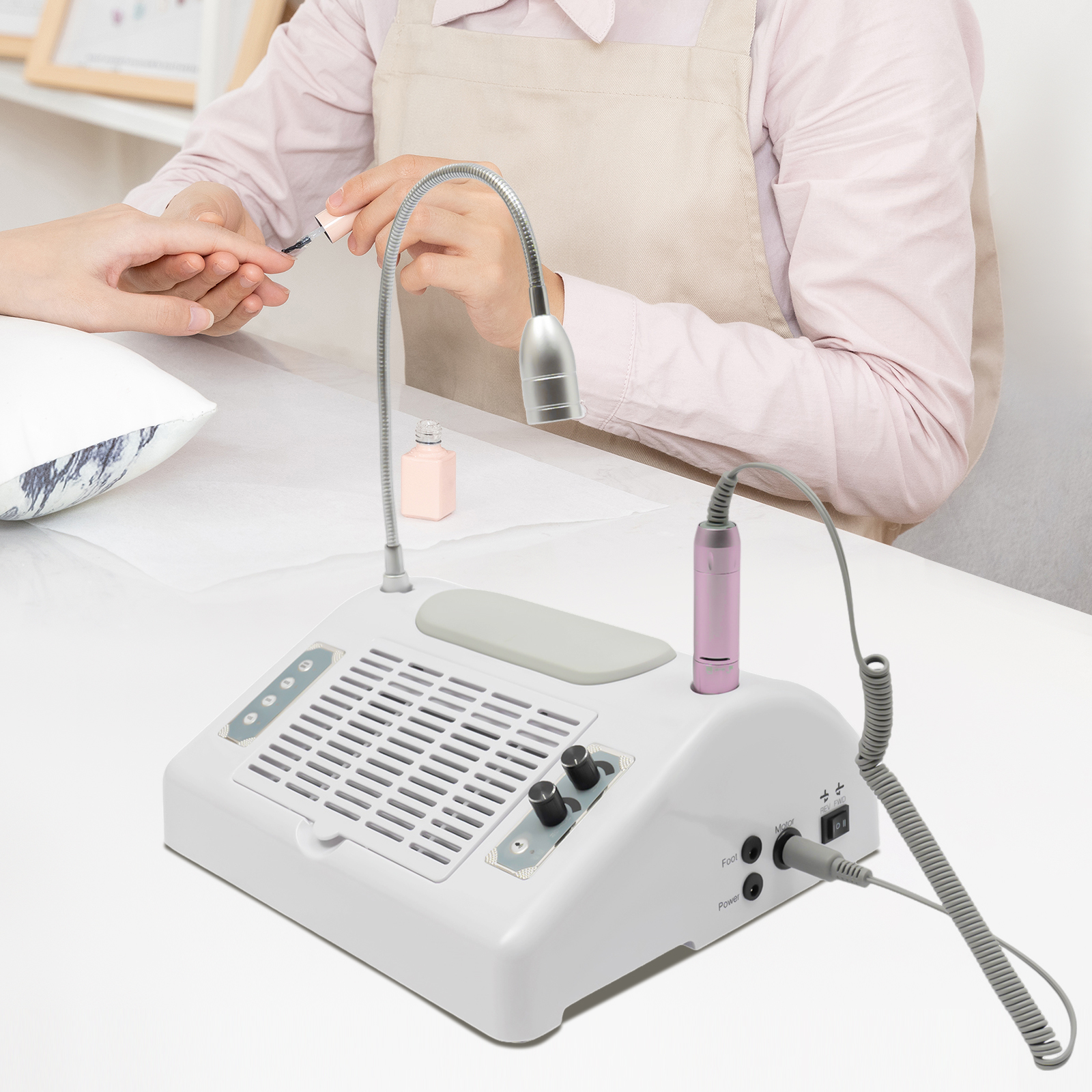 1PCS White 5 in 1 Electric Nail Drill Machine, BQ-50 Model