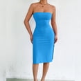 thumbnail image 5 of Lmueinov Women's Textured Strapless Tube Top Midi Dress, Slim Fit Bodycon Dress with Side Slit for Party and Daily Wear XS-L, 5 of 6