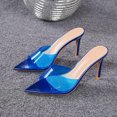 thumbnail image 4 of Modisza Slip on Stiletto Heels for Women Open Pointed Toe Dressy Sandals Ladies Summer Vacation Sandal Party Dressy Slides Blue Size 6, 4 of 5