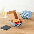 thumbnail image 3 of Bio Tek Blue and White Stripe Paper Burger Box - Ripple Wall - 4" x 4" x 3 3/4" - 100 count box, 3 of 10
