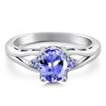 thumbnail image 3 of Gem Stone King 925 Sterling Silver Blue Tanzanite 3 Stone Engagement Ring for Women | 1.24 Cttw | Oval 8X6MM | Round 2MM | Gemstone December Birthstone | Size 9, 3 of 6