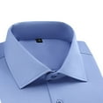 thumbnail image 4 of BRGZLK Men's Dress Shirt Solid Color French Cuff Casual Business Turn Down Collar Button Long Sleeve Slim Fit Shirt Blue L, 4 of 5