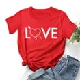 thumbnail image 1 of Hauts d'Été pour Femmes Grande Taille en Liquidation Mode Femmes T-shirt à Manches Courtes Imprimé de la Saint-Valentin Hauts Graphiques Fantaisie T-shirt à Col en V pour Femmes en Liquidation, 1 of 3