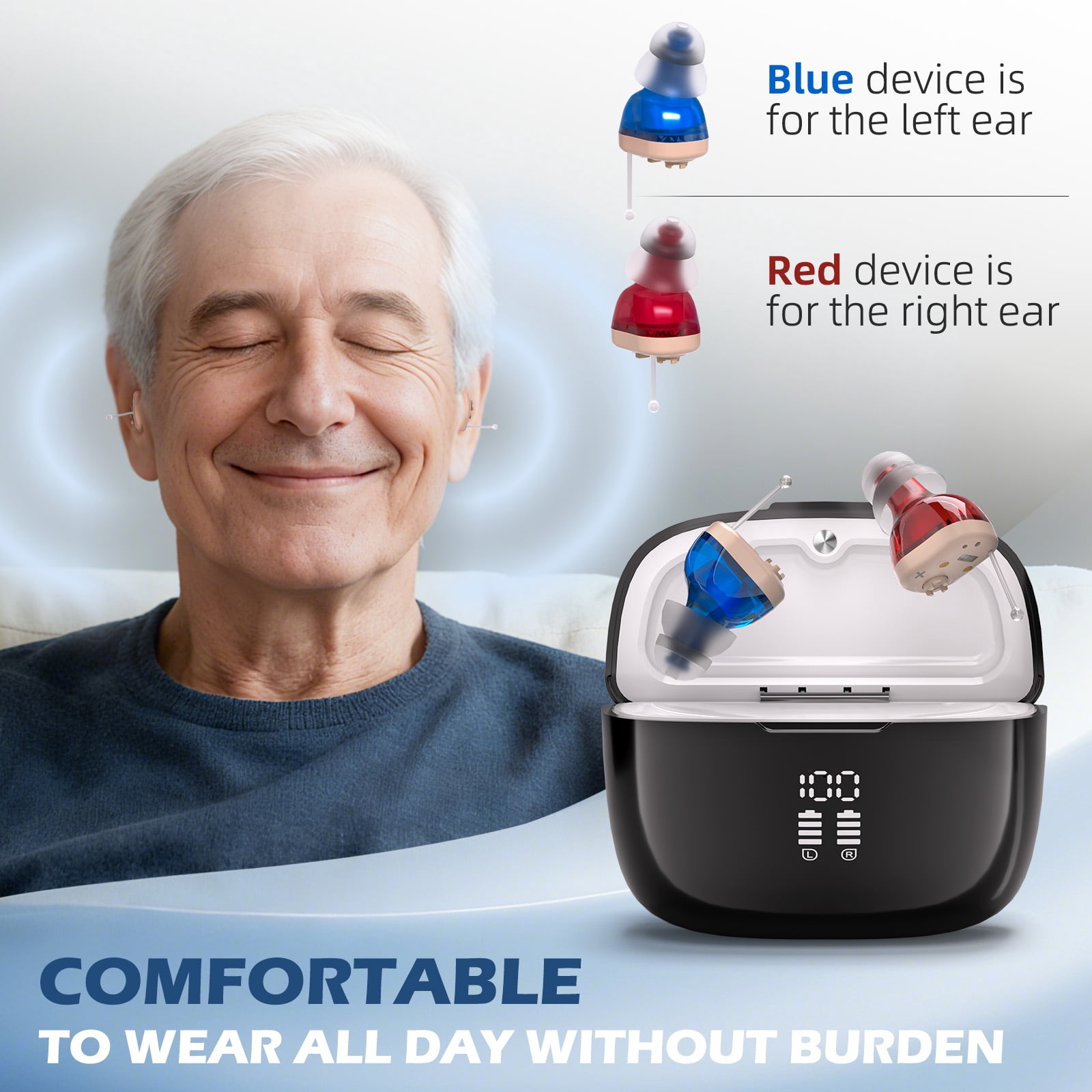 ELCTRTICI Hearing Aids for Seniors, Rechargeable Hearing Aid, Noise Cancellation, Mini Ear Aid, Invisible Hearing Aid, VHP-1631L