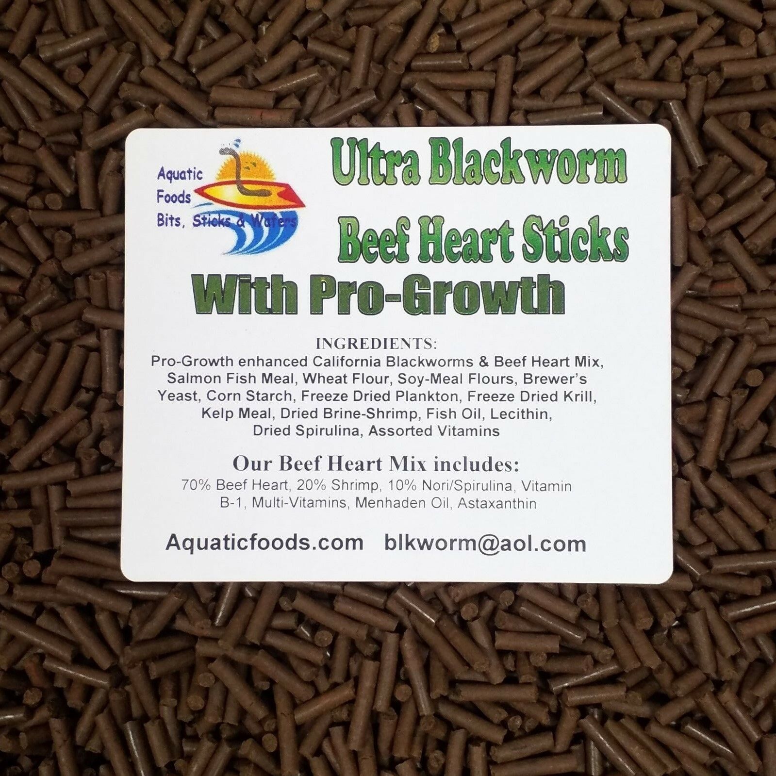PROGROWTH Enhanced Blackworm / Beef Heart Mix Sticks Cichlids, Discus