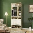 thumbnail image 2 of Homieasy Freestanding 24" Closet System with 2 Wood Drawers, 2FT Small Closet Organizer System with 6 Shelves & Hanging Rod, Walk-in Closet Systems for Small Closets, White Oak, 2 of 10