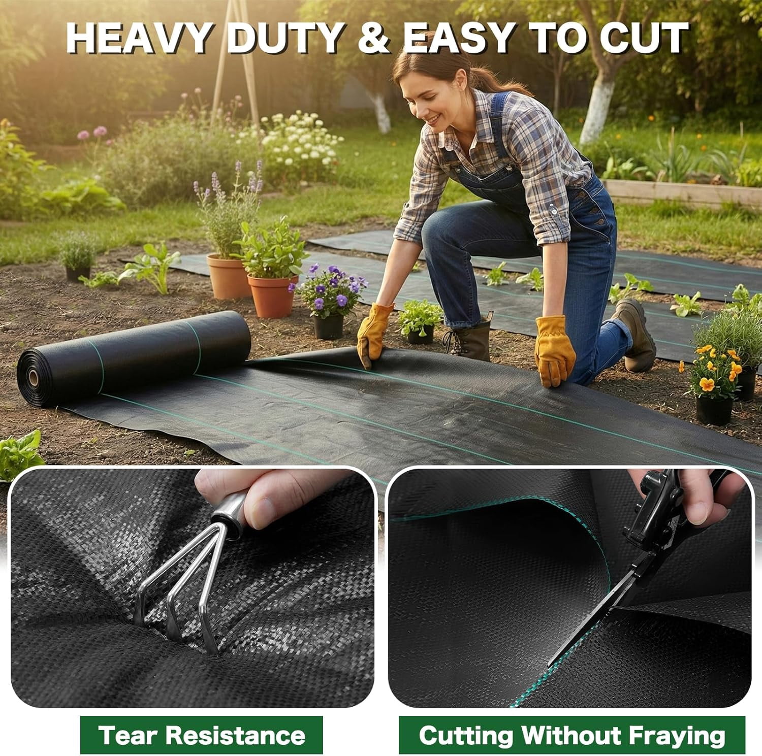 4 FT x 300 FT Weed Barrier Landscape Fabric - 3.2OZ Heavy Duty Weed Blocker Garden Cloth with Permeability, Woven Weed Control Ground Cover for Gravel, Lawn, Flower Bed
