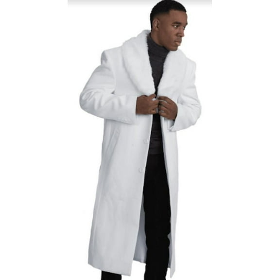 Mens Collar Long Coat White Wool Topcoat Winter Overcoat Private Label Moscow