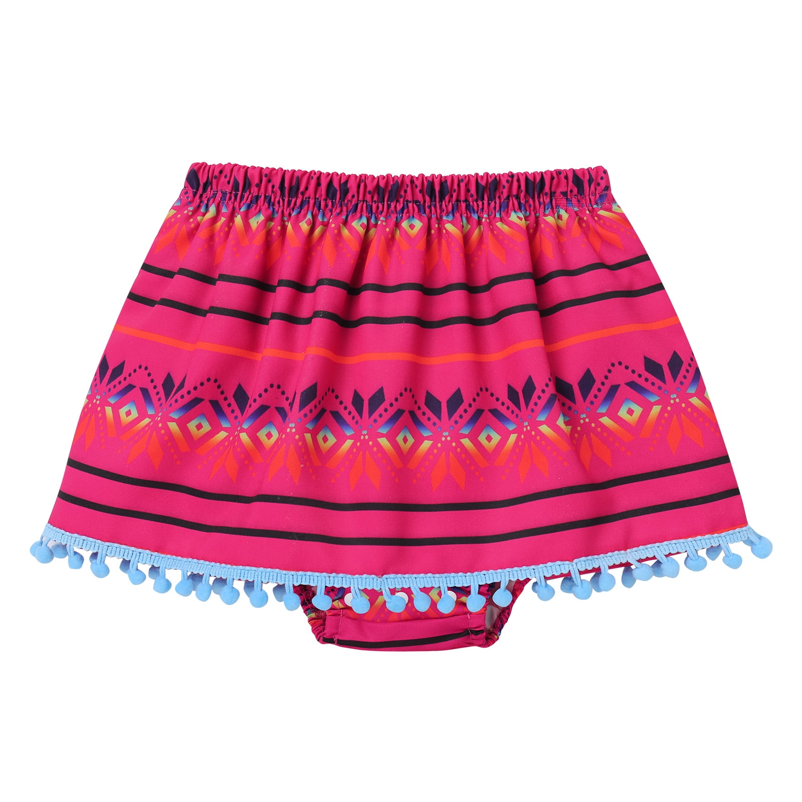 IBTOM CASTLE Toddler Baby Girls Mexican Traditional Fiesta Cinco de Mayo Outfit Floral Print Top + Skirt + Headband Photo Shoot Clothes 18-24 Months Hot Pink
